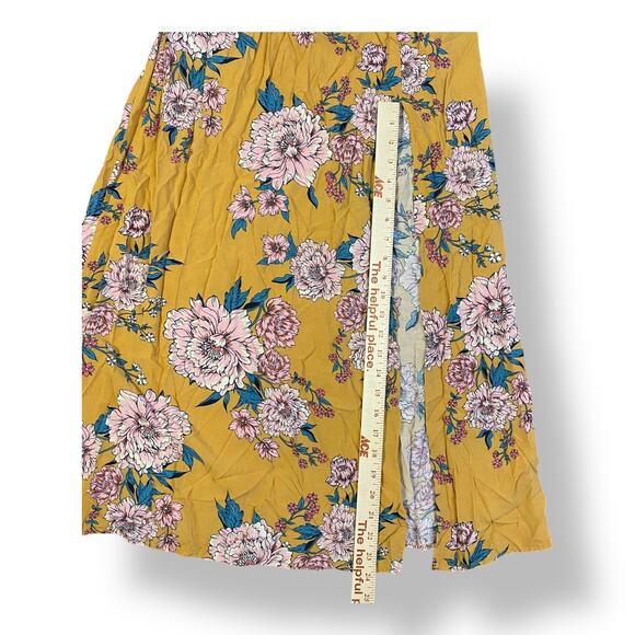 Band of Gypsies Floral Print Cold Shoulder Maxi Dress Size S Yellow Pink Boho - Picture 5 of 9